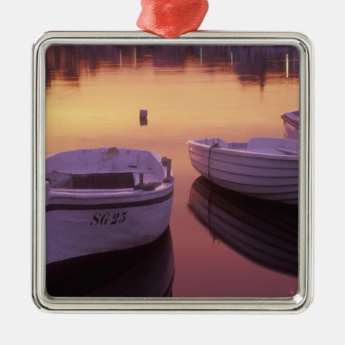 Sunrise over Stari Grad harbor with fishing Metal Ornament