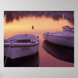 Sunrise over Stari Grad harbor with fishing Poster