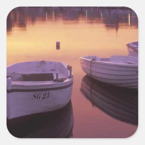 Sunrise over Stari Grad harbor with fishing Square Sticker