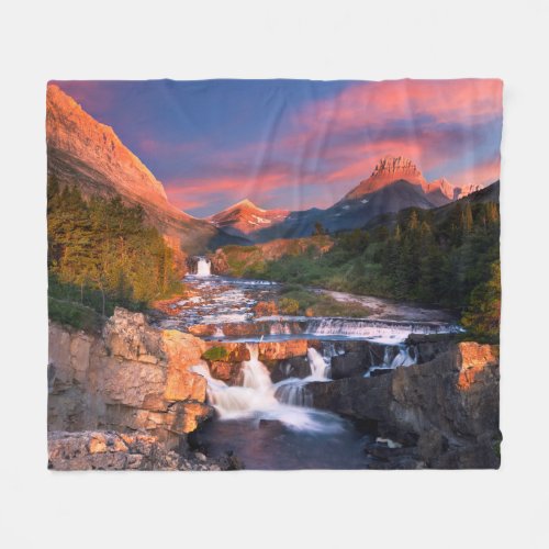 Sunrise over Swiftcurrent Creek Fleece Blanket