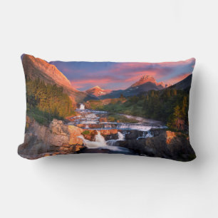 Sunrise over Swiftcurrent Creek Lumbar Pillow