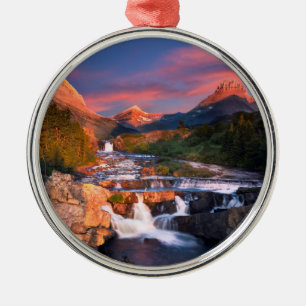 Sunrise over Swiftcurrent Creek Metal Ornament