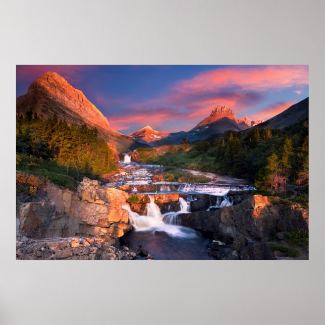 Sunrise over Swiftcurrent Creek Poster (Front)