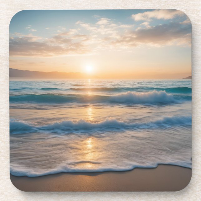 Sunrise Over the Beach Beverage Coaster (Front)