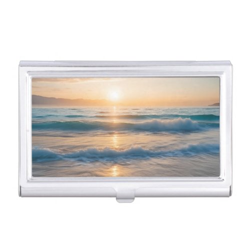 Sunrise Over The Beach Business Card Case