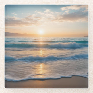 Sunrise Over the Beach Glass Coaster