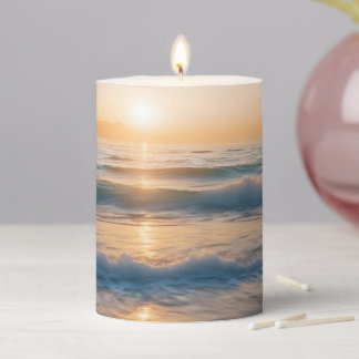 Sunrise Over the Beach Pillar Candle