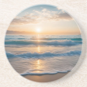 Sunrise Over the Beach Sandstone Coaster