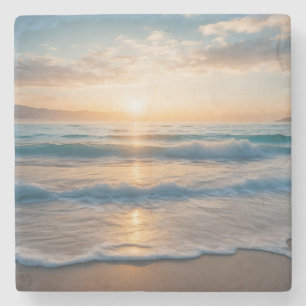 Sunrise Over the Beach Stone Coaster