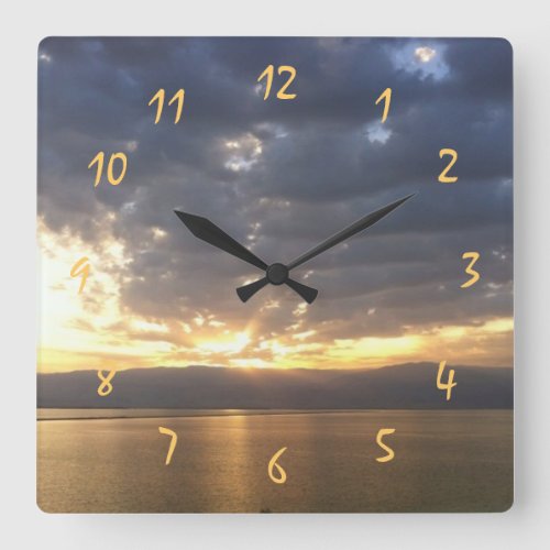 Sunrise over the dead sea Israel Square Wall Clock