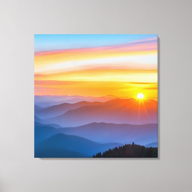 Sunrise over the mountains canvas print (Front)