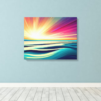 sunrise over the ocean bright abstract art print