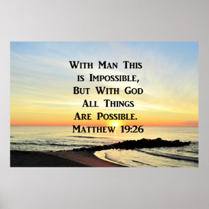 SUNRISE OVER THE OCEAN MATTHEW 19:26 POSTER