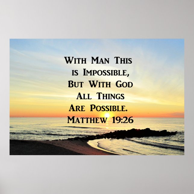 SUNRISE OVER THE OCEAN MATTHEW 19:26 POSTER (Front)