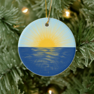 Sunrise over the Ocean New Beginnings Ceramic Ornament