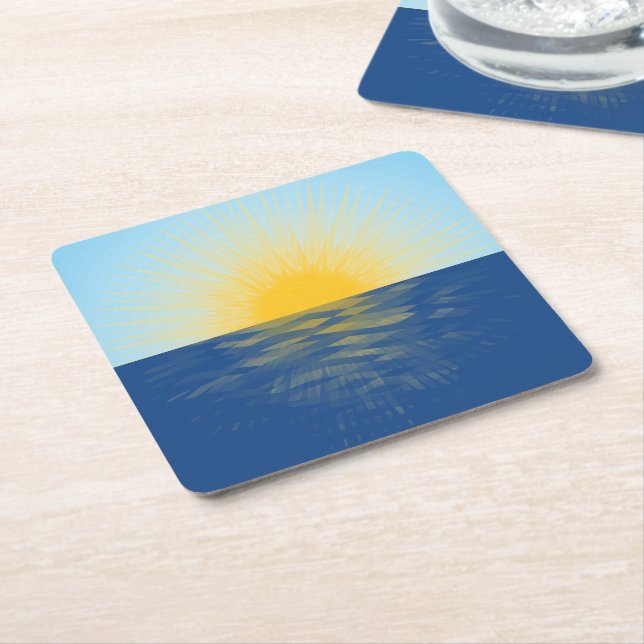 Sunrise over the Ocean New Beginnings Square Paper Coaster (Angled)