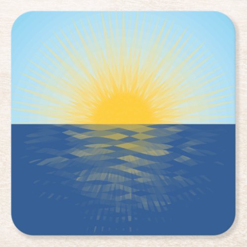 Sunrise over the Ocean New Beginnings Square Paper Coaster