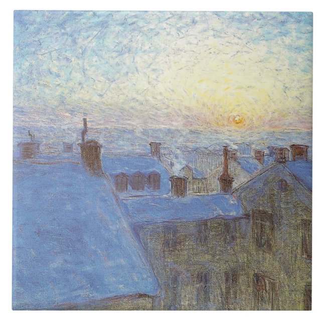 Sunrise over the Rooftops (by Eugène Jansson) Ceramic Tile (Front)