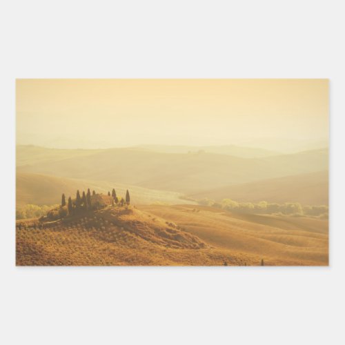 Sunrise over Tuscany rectangular sticker