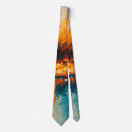 Sunrise Over Water Abstract Art Neck Tie