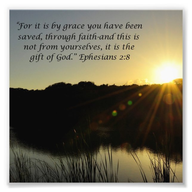 Sunrise Over Water Grace Ephesians 2:8 Print (Front)