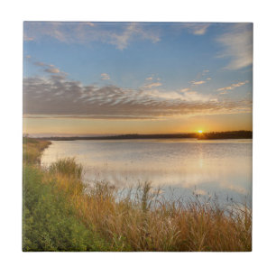 Sunrise Over Wetlands At Arrowwood National Ceramic Tile