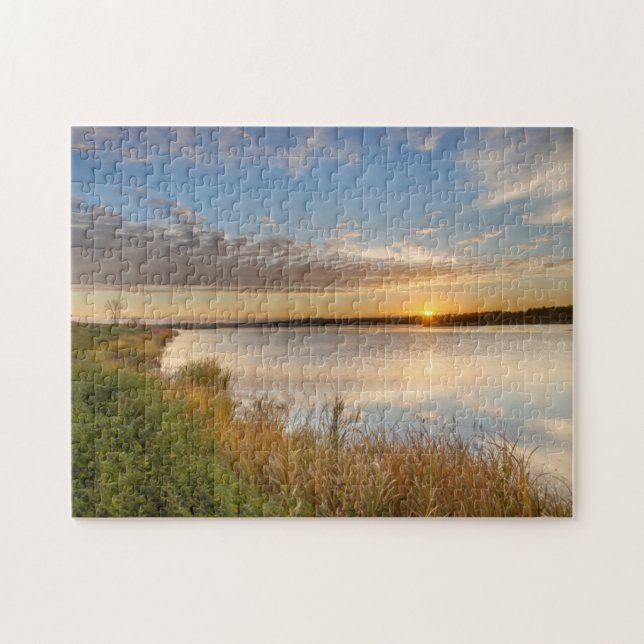 Sunrise Over Wetlands At Arrowwood National Jigsaw Puzzle (Horizontal)
