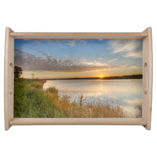 Sunrise Over Wetlands At Arrowwood National Serving Tray