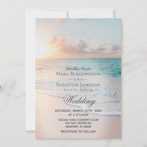  Sunrise Pastel Beach Sunset  Wedding Invitation