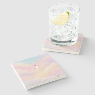 Sunrise Pastel Clouds Golden Gate Jesus Christian Stone Coaster