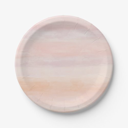 Sunrise Peach Blush Pink Tie Dye Watercolor Ombre Paper Plates