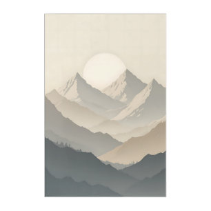 Sunrise Peaks: Minimalist Mountain Serenity Acrylic Print