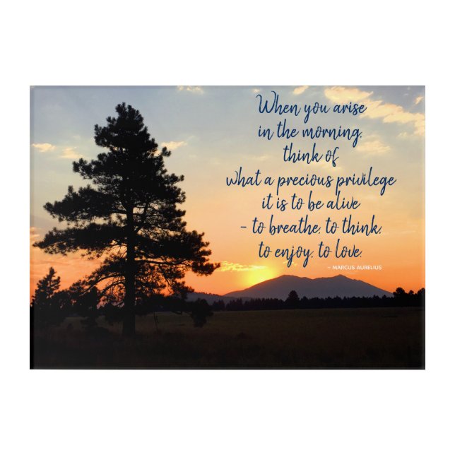 Sunrise Photograph | Inspirational Gratitude Quote Acrylic Print (Front)