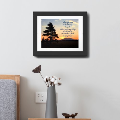 Sunrise Photograph  Inspirational Gratitude Quote Framed Art