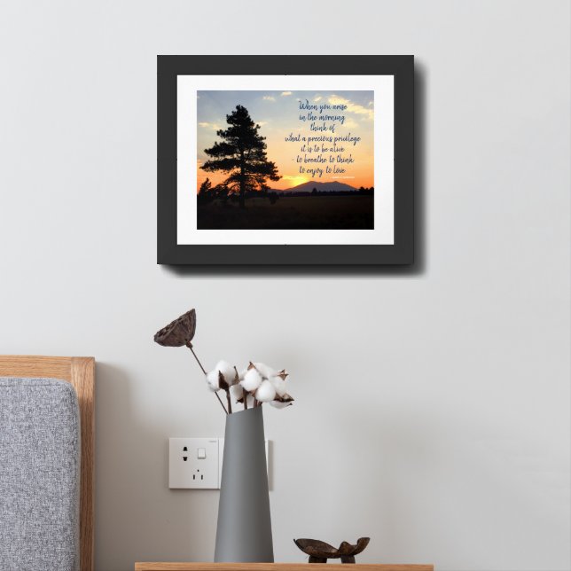 Sunrise Photograph | Inspirational Gratitude Quote Framed Art (Bedside)