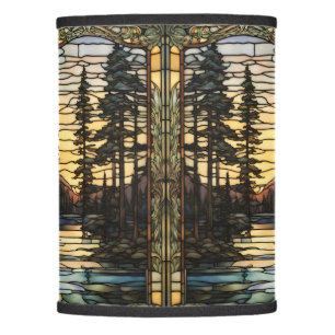 Sunrise Pines Stained Glass Lamp