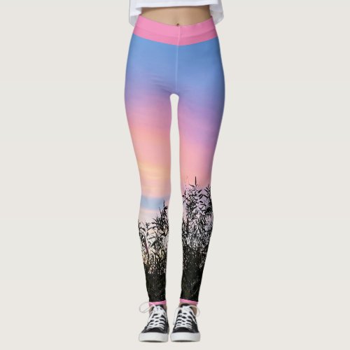 Sunrise Pink Blue Ladies Joggers Leggings