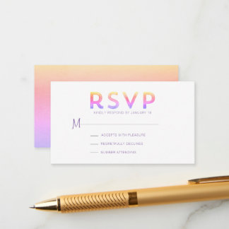 Sunrise Pink Gradient Modern RSVP Enclosure Card