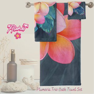 Sunrise Plumeria Bath Towel Set