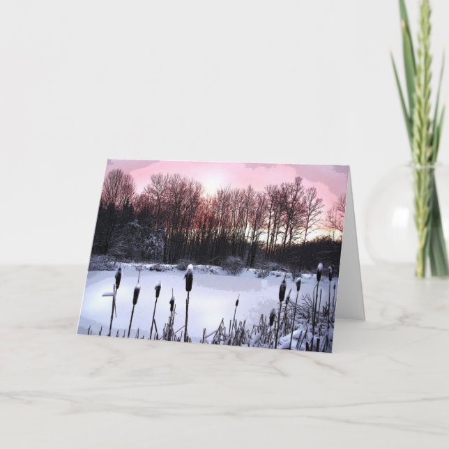 Sunrise Pond Christmas Holiday Card (Front)