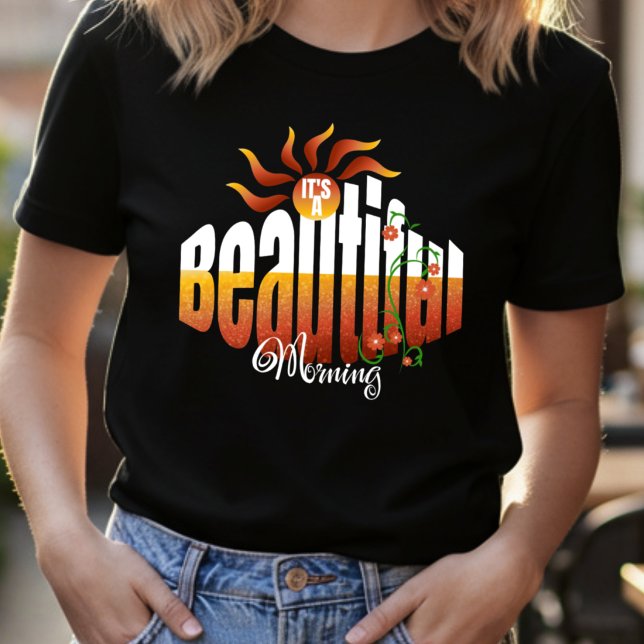 Sunrise Positive Message Cute T-Shirt (Everyday tee with fun, colorful hand drawn accents will make you pop on that next outing.)