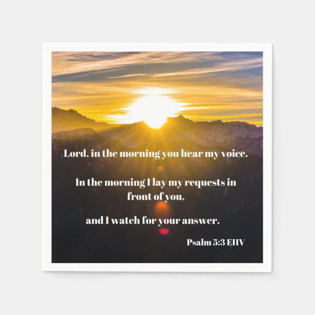 Sunrise Psalm 5:3 Bible Verse Napkins (Front)
