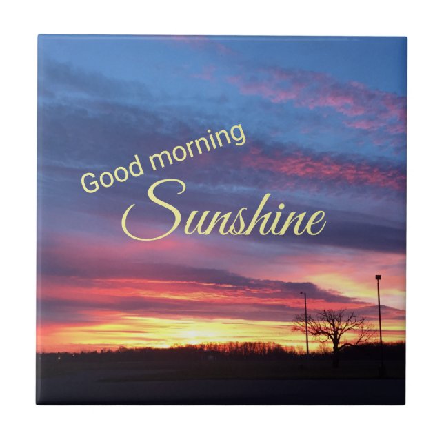 Sunrise Purple Sky Photo Good Morning  Ceramic Tile (Front)