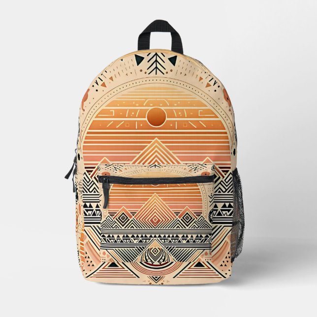 Sunrise Pyramid Tribal Geometric Backpack (Front)