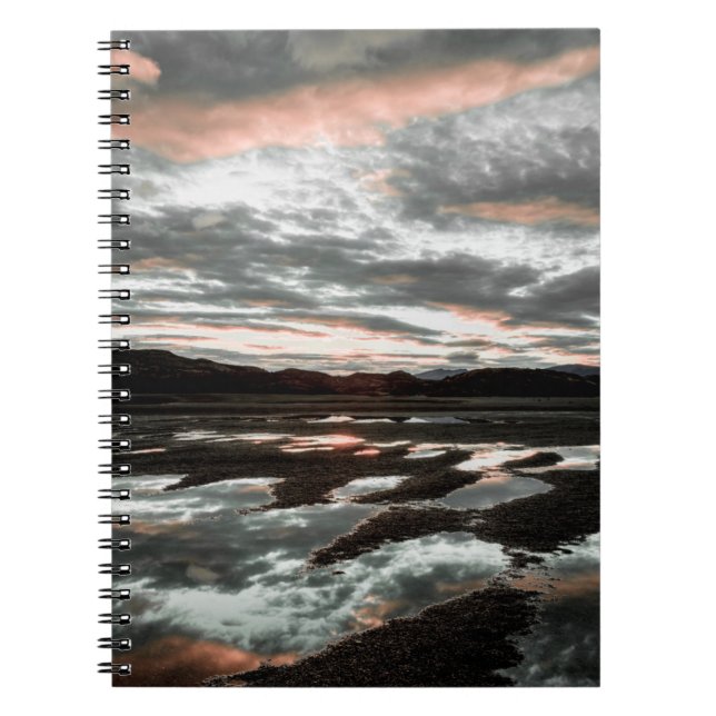 Sunrise reflections at Lago Grey. Torres del Notebook (Front)