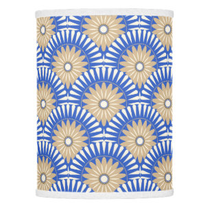 Sunrise retro flower - blue, white & brown lamp shade
