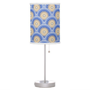 Sunrise retro flower - blue, white & brown table lamp
