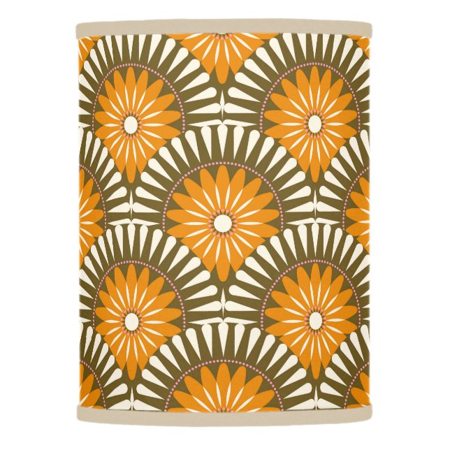 Sunrise retro flower - Orange & brown Lamp Shade (Front)