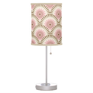 Sunrise retro flower - pink & brown table lamp