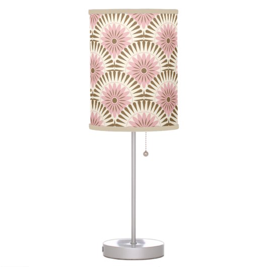 Sunrise retro flower - pink & brown table lamp (Left)